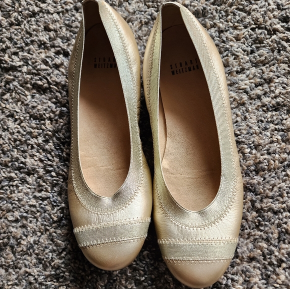 Stuart Weitzman Giveable Metallic Ballet Flats 7 1/5M - Picture 8 of 8